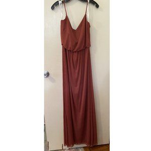 David's Bridal cinnamon spaghetti strap blouson bridesmaid dress size 4